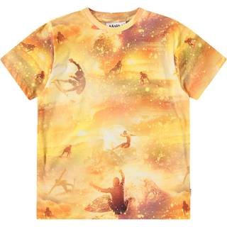 Molo Riley Short Sleeve T-Shirt Golden Surfers 122 cm  Gul  122 cm  mand
