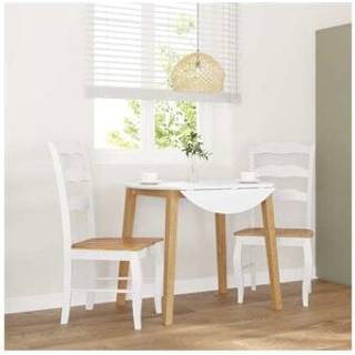 Spisebordsstole Massivt Gummitræ - hvid og naturfarvet