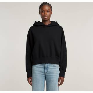 Embossed Oversized Hooded Sweater - Black - Women