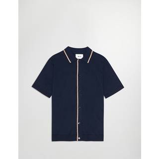 NN07 Nolan Paspoal Knitted Short Sleeve Shirt Navy Blue