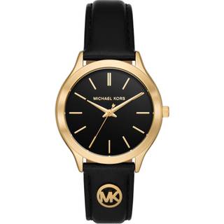 Michael Kors Slim Runway dameur i guldfarvet med sort læderrem