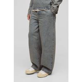 Mens Antique Wash Tall Pleated Baggy Jeans