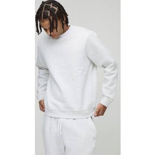 Mens Grey Marl 330GSM Basic Regular Fit Crew Neck Sweatshirt