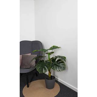 Kunstig Monstera Plante - Højde 90 cm - 1 stammet med grønne blade - Kunstig gulvplante