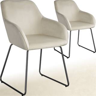 Spisebordsstol Jeane, velour - Velour creme/sort,Sæt med 2 stk.
