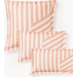 Stribet bomuldssatin pudebetræk Brendan med flæsekant