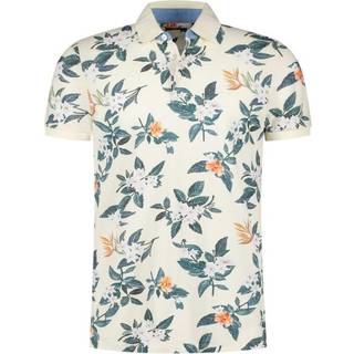 N.Z.A. Herren Polo-Shirt weiß geblümt