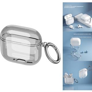 AirPods 4 beskyttelsescover med krog i transparent sort TPU