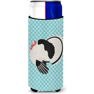 """"Carolines Treasures Royal Palm Turkey Blue Check Dekorative Can Hugger Slim Multicolor""""