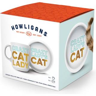 ?gte Fred Howligans - Mug + Cat Bowl - Crazy Cat Lady White