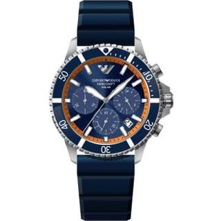 Emporio Armani World Explorer Solar Chronograph Blue Dial Silicone Strap Men's Watch AR11696