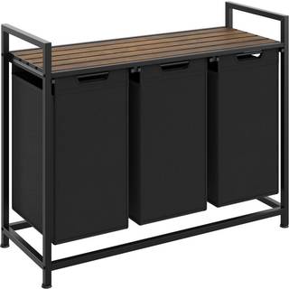Vasketøjskurv med hylde, industriel stil - 34 x 93,5 x 72 cm