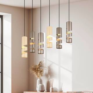 Moderne hanglamp zwart met taupe en beige 6-lichts - Stream