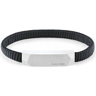 Textured Leather Bracelet - Black - One Size