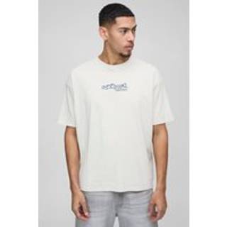 Mens Stone Oversized Official Graffiti Floral Graphic Washed T-Shirt