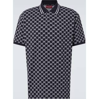 Gucci GG cotton piquet jacquard polo shirt - blue - EU 54
