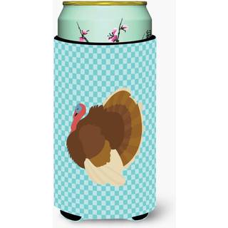 """"Caroline's Treasures Fransk Tyrkiet Dindon Blue Check Dekorative Can Hugger Tall Boy Multicolor""""