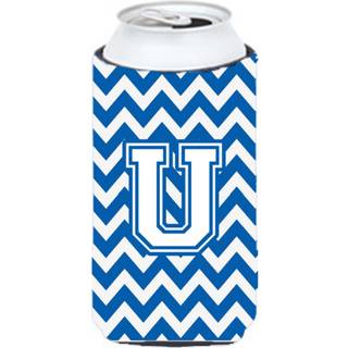 Brev U Chevron Blue and White Tall Boy Beverage Isulator Hugger CJ1045-UTBC