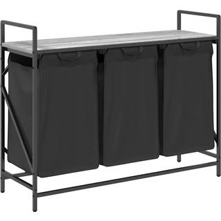 Vasketøjskurv 3 Rum Med Hylde Etræsfarve - Grå sonoma-eg / 3 tasker