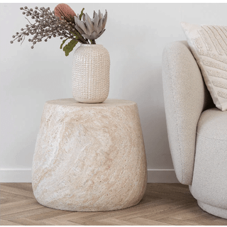 Bonn Sidebord - Sidebord, Fiberclay, Natur Ø47,5X41 Cm