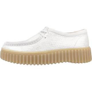 Clarkstil kvinder. 26181192 Torhill Bee sølvfarvede lædersko (38), Sølvfarvet, 3-5 cm, Blonder, Casual