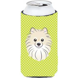 Checkerboard Lime Green Pomeranian Tall Boy Beverage Isulator Hugger BB1269TBC