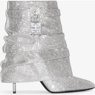 Givenchy Shark Lock embellished satin ankle boots - silver - EU 38