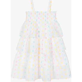 Billieblush Billieblush Tiered Longline Multicolour Spot 100% Cotton White Dress