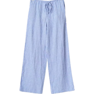 Gina Tricot-linen blend trousers-Hørbukser-Blåt-M-Dame