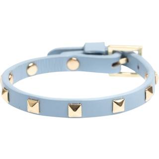 DARK Leather Stud Bracelet Mini Light Blue