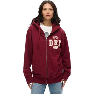 Superdry Superdry Red Oversized Vintage Athletic Zip Hoodie