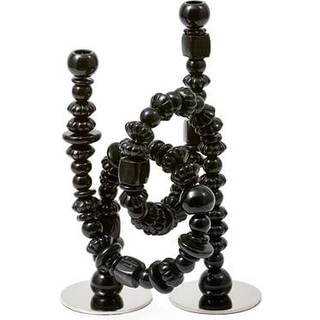 POLSPOTTEN Candlelight And Scents - 'Beads' candle holder, black in black Metal