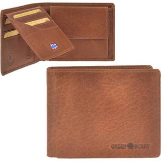 Geldbörse Leder 12x9cm mit RFID Schutz "House of Norway" naturbraun Herren Portemonnaie Querformat GREENBURRY