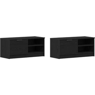 TV-skab 2 pcs Sort eg 80 x 35 x 36,5 cm Konstrueret træ