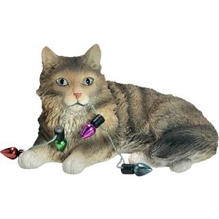 Sandicast Brown Tabby Maine Coon Cat med ferielys Julepynt Multi Color (XSO33901)