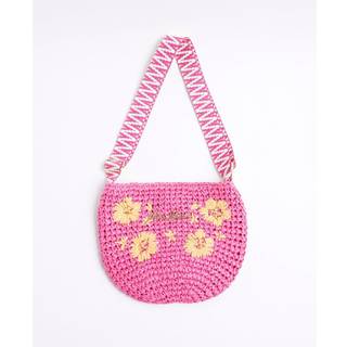 River Island River Island Pink Girls Floral Raffia Cross-Body Bag