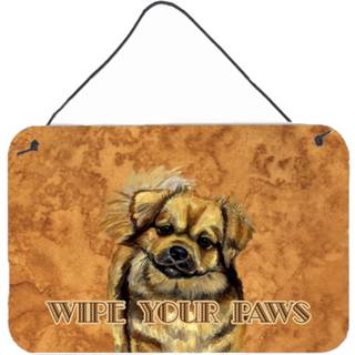 """" Caroline's Treasures LH9458DS812 Tibetan Spaniel Tør dine Paws Aluminium Metal Wall eller Door Hanging Prints 8 X 12 """" """" """"