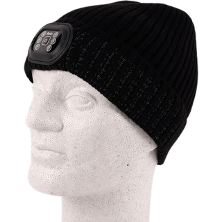 100% Merino led loaded beanie, black