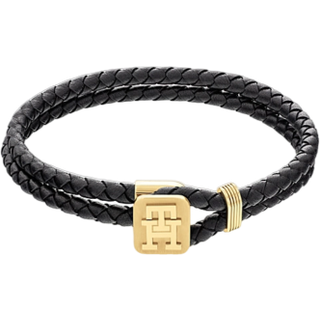 Gold-Plated Braided Leather Bracelet