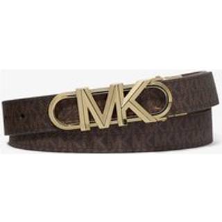 MK Empire Reversible Leather and Signature Logo Belt - Brown - Michael Kors