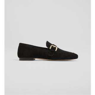 LK Bennett LK Bennett Black Austin Suede Oloid Buckle Loafers