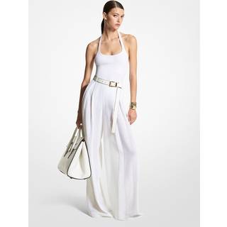 MK Linen Gauze Palazzo Trousers - White - Michael Kors - EU 34