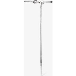 MK Jeanne Metallic Python Embossed Leather Skinny Belt - Silver - Michael Kors