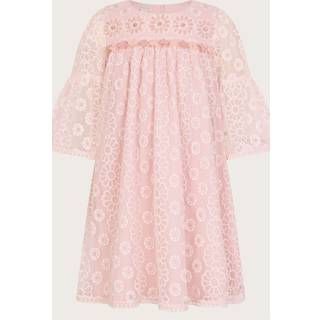 Monsoon Blomster Broderet Flute Sleeve Kjole3 - 4 år (98 - 104cm)