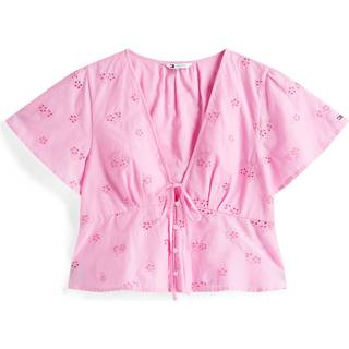 Slim Fit Broderie Anglaise V-Neck Blouse