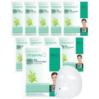 Dermal gr?n te kollagen essens ansigtsmaske ark 23g pakke med 10 - fugtning og beroligende for f?lsom olieagtig hud revitalize kedelig hud daglig