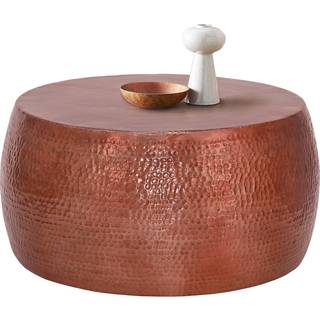 WOMO-DESIGN sofabord ø 90x45cm kobber, unik, hammering look, håndlavet side
