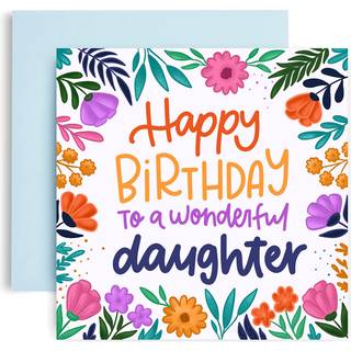 Huxters f?dselsdagskort - Datter f?dselsdagskort med blomsterprint -f?dsdagskort til hende - Gaver til kvinder - Luksuri?st tryk med levende farv