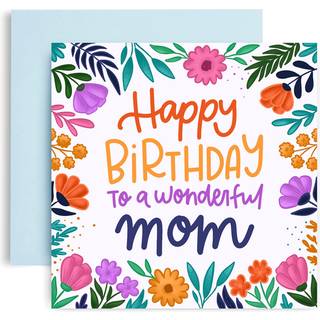 Huxters f?dselsdagskort - unikke mors f?dselsdagskort med blomsterprint -f?dselsdagskort til hende - Gaver til kvinder - Luksuri?st tryk med leve