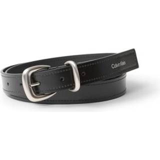Full Grain Leather Chunky Buckle Belt - Black - 100 cm